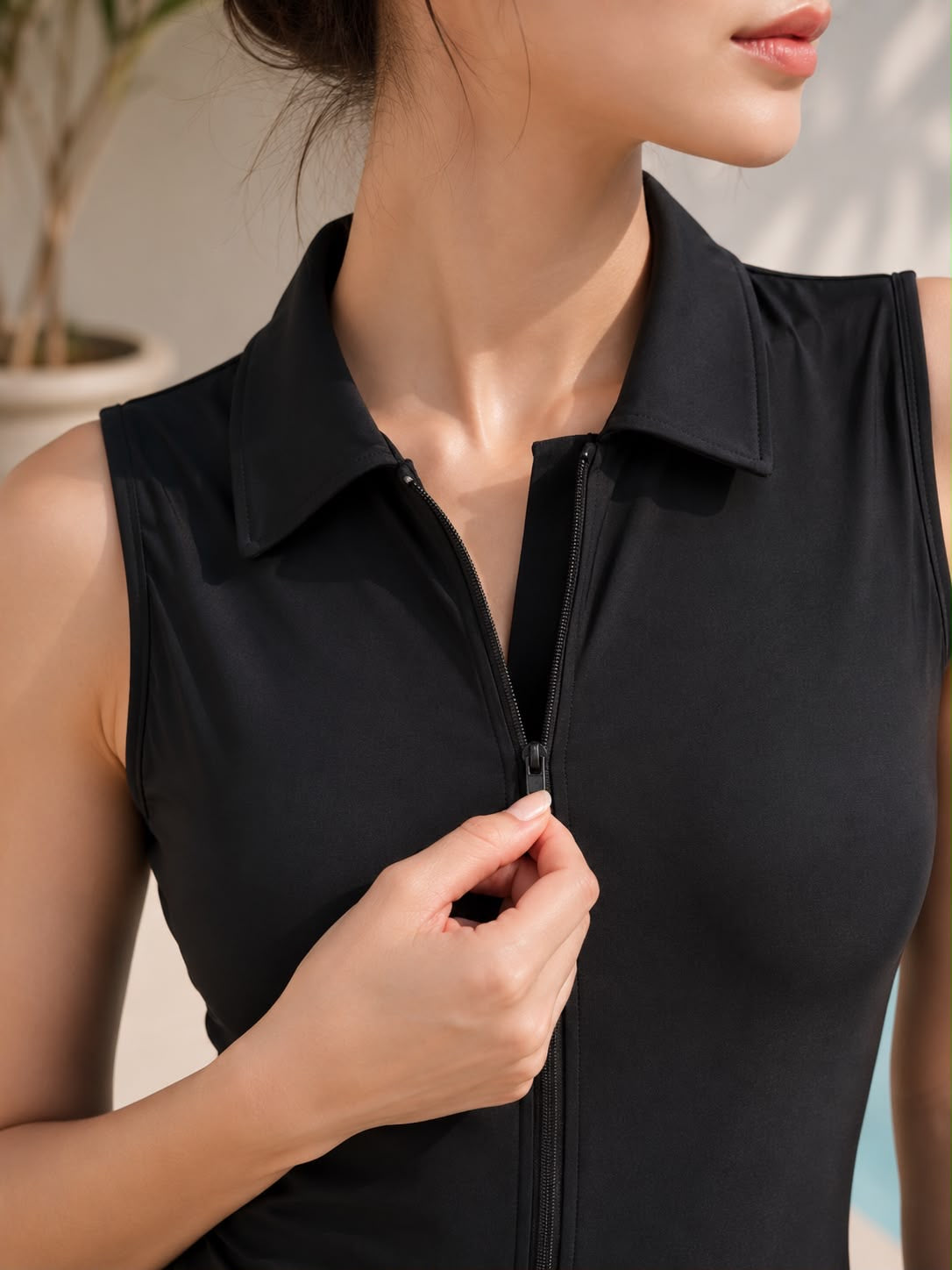 Sleeveless Zip-front Swim Dress | UPF50+ Sun Protection