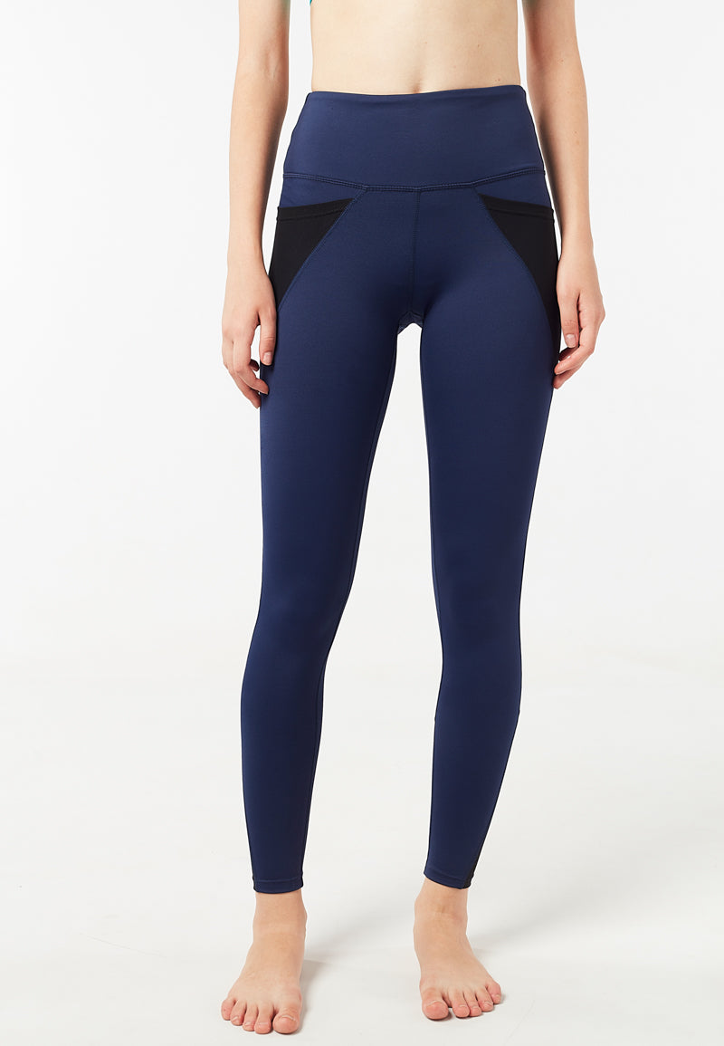 强度高腰侧袋网眼裤(石楠蓝) | XS - 2XL