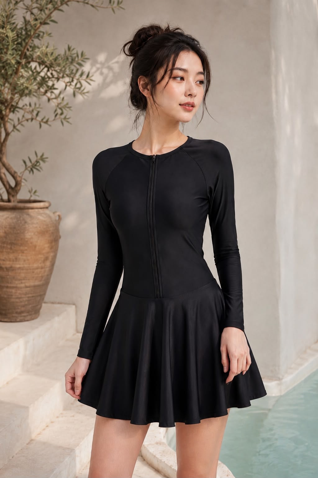 Long Sleeve Zip-front Swim Dress | UPF50+ Sun Protection