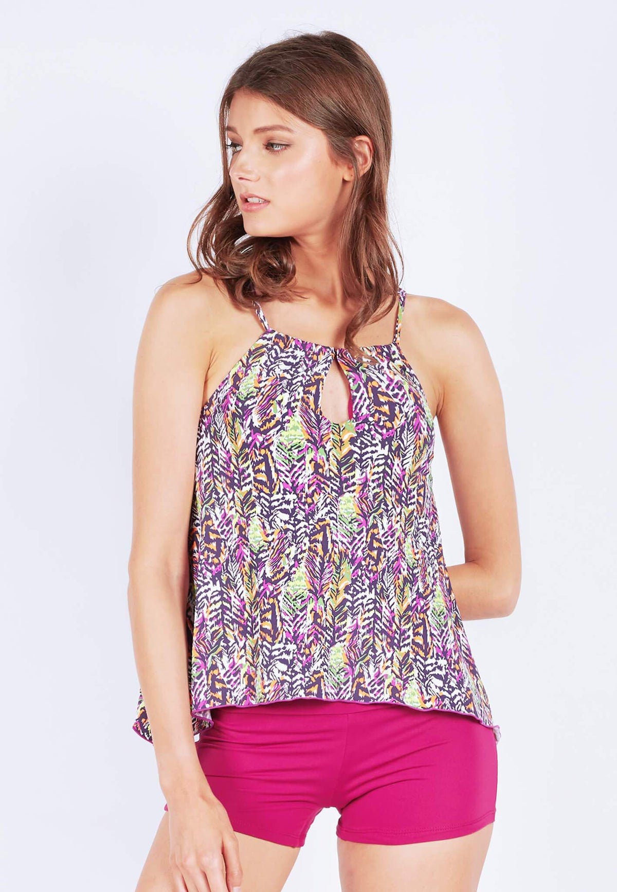 Keyhole Tankini喇叭上衣（黑色）| XS-2XL