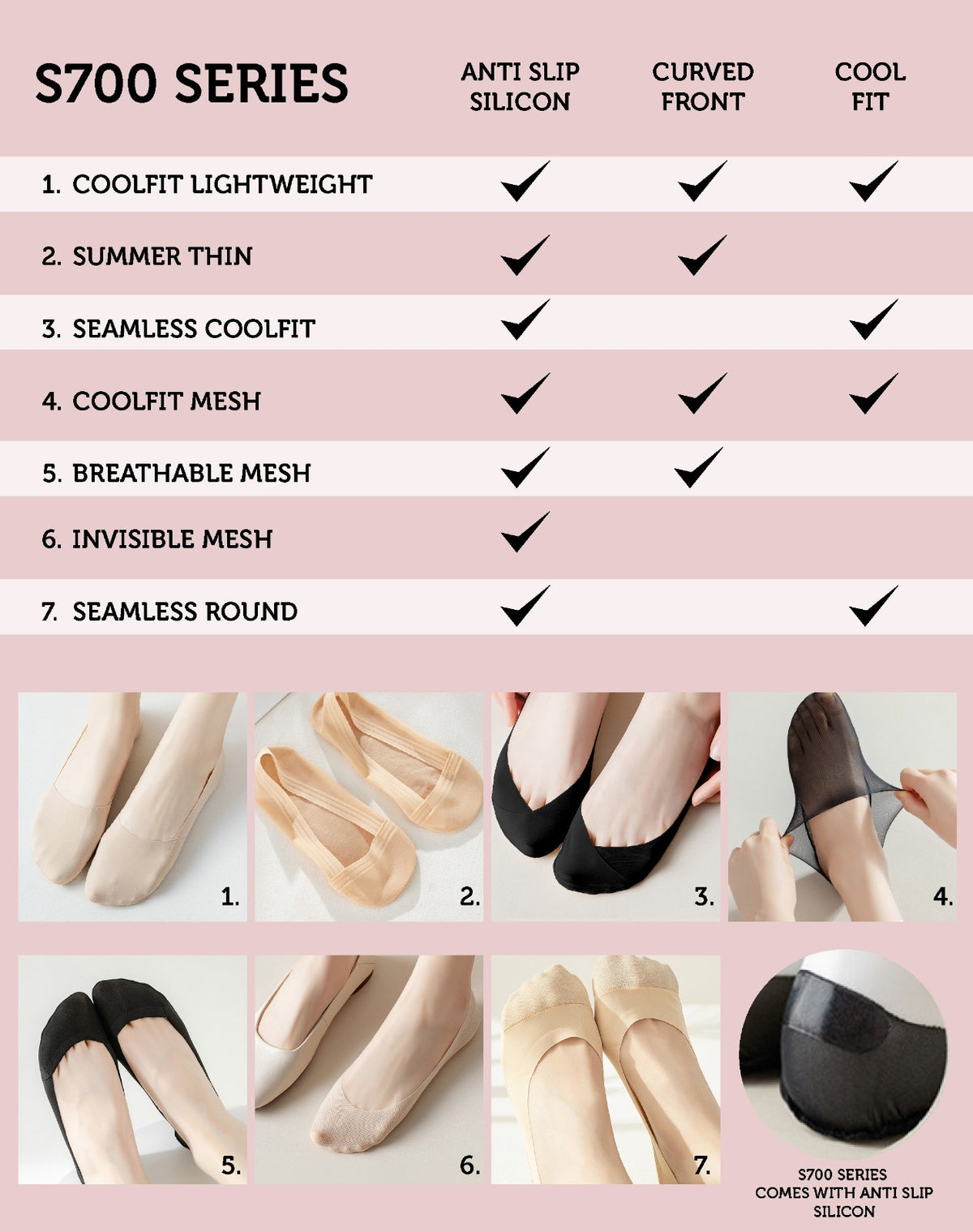 FUNFIT 无缝船袜（S700系列）