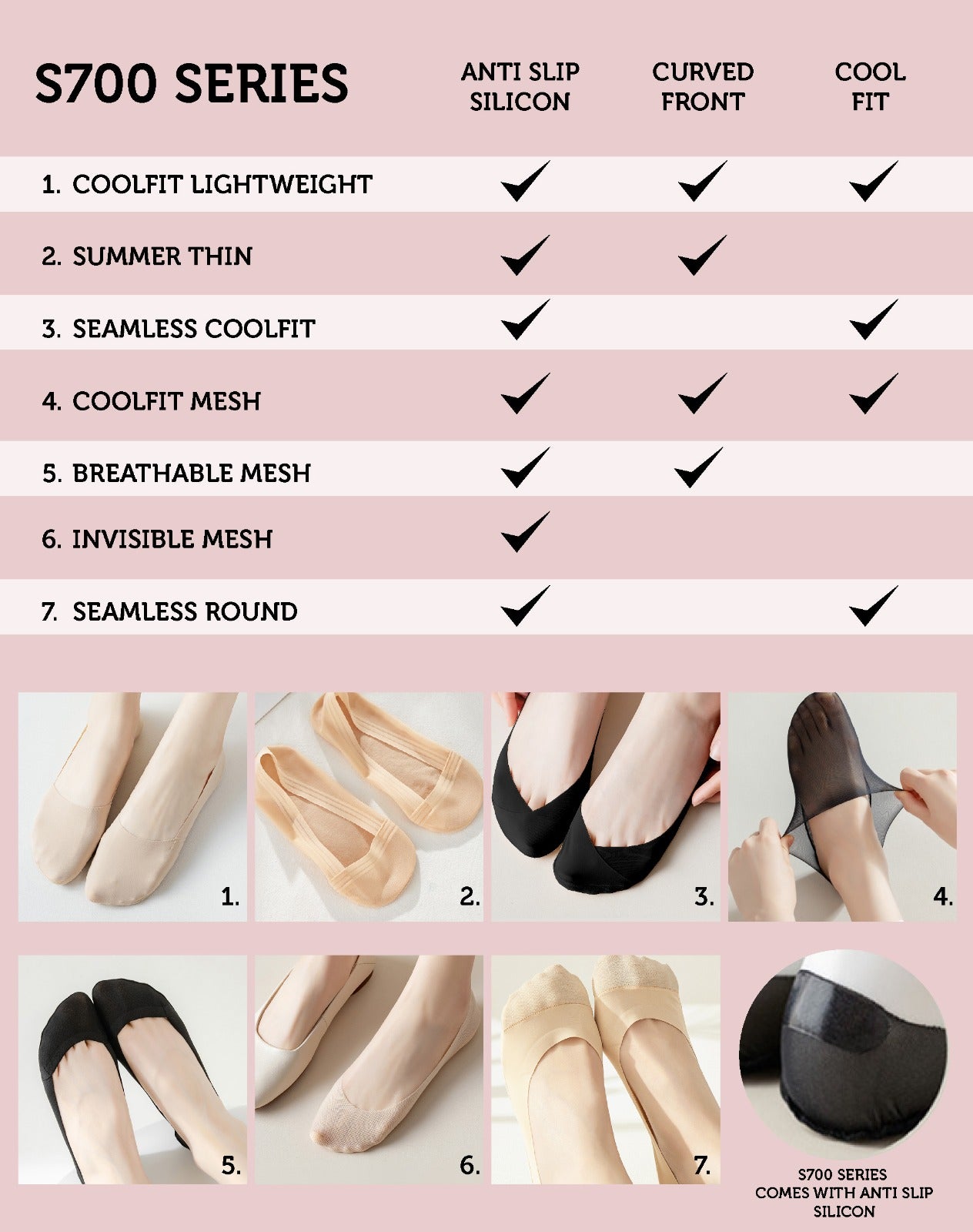 FUNFIT 无缝船袜（S700系列）