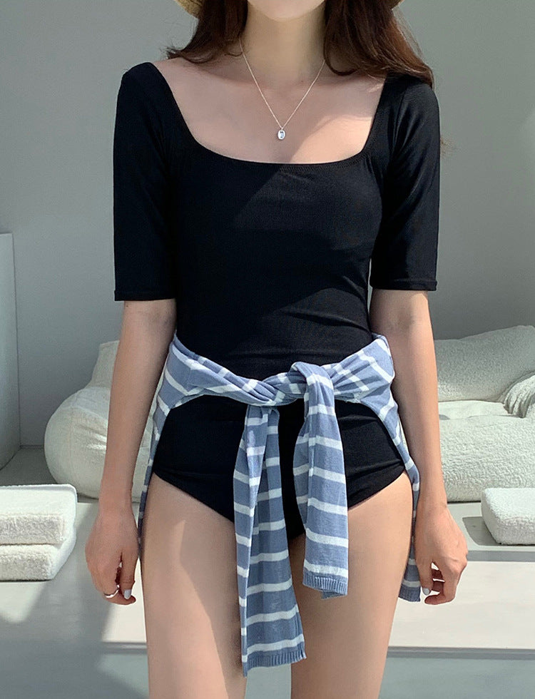 Square-Neck Swimsuit (Black)
