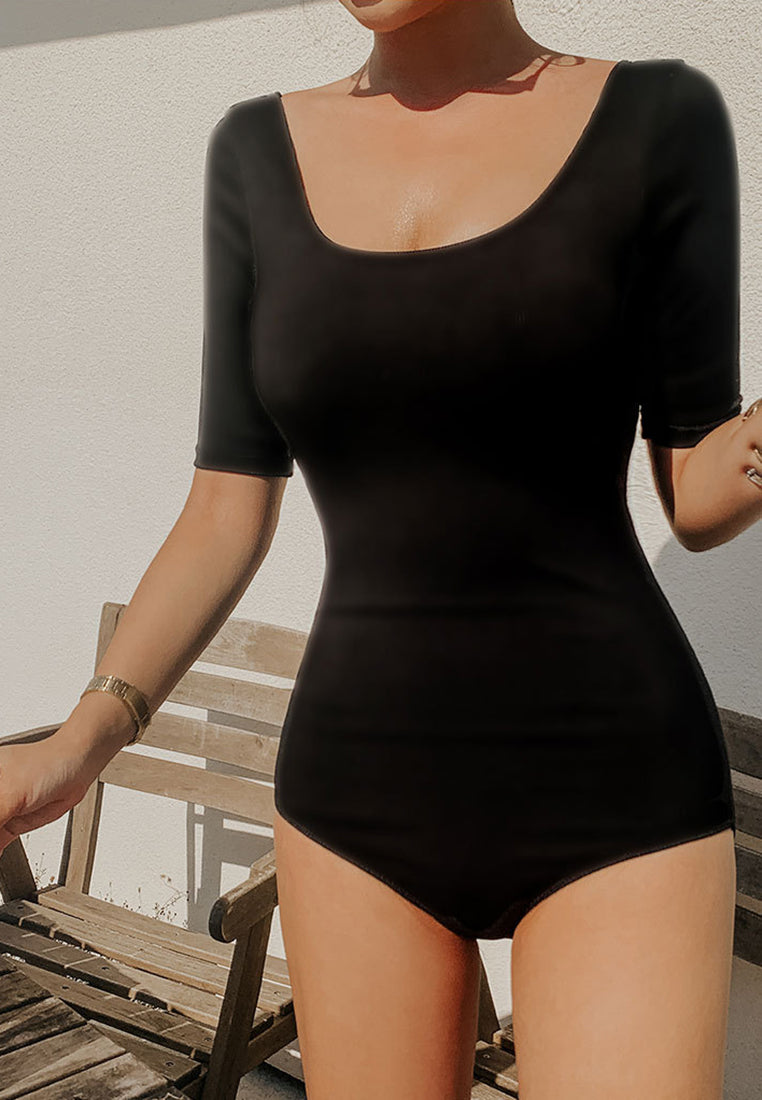 Square-Neck Swimsuit (Black)