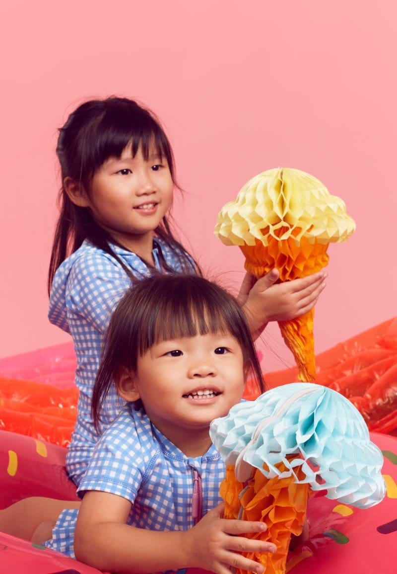 FUNFIT UPF50+ Junior Hoodie (Unisex) in Gingham Summer Print