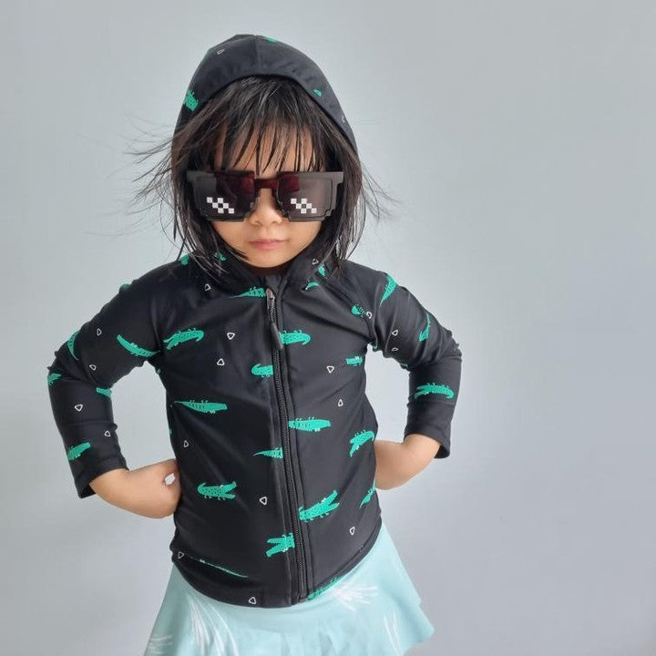 UPF50+ 儿童防晒衣连身帽（男女通用）格子