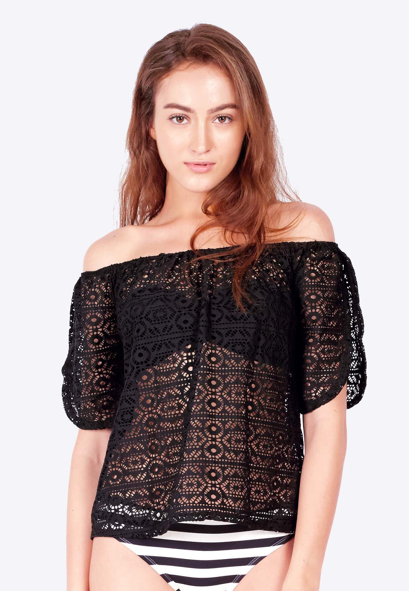 FUNFIT Openwork Off-Shoulder (Black) | S - 2XL