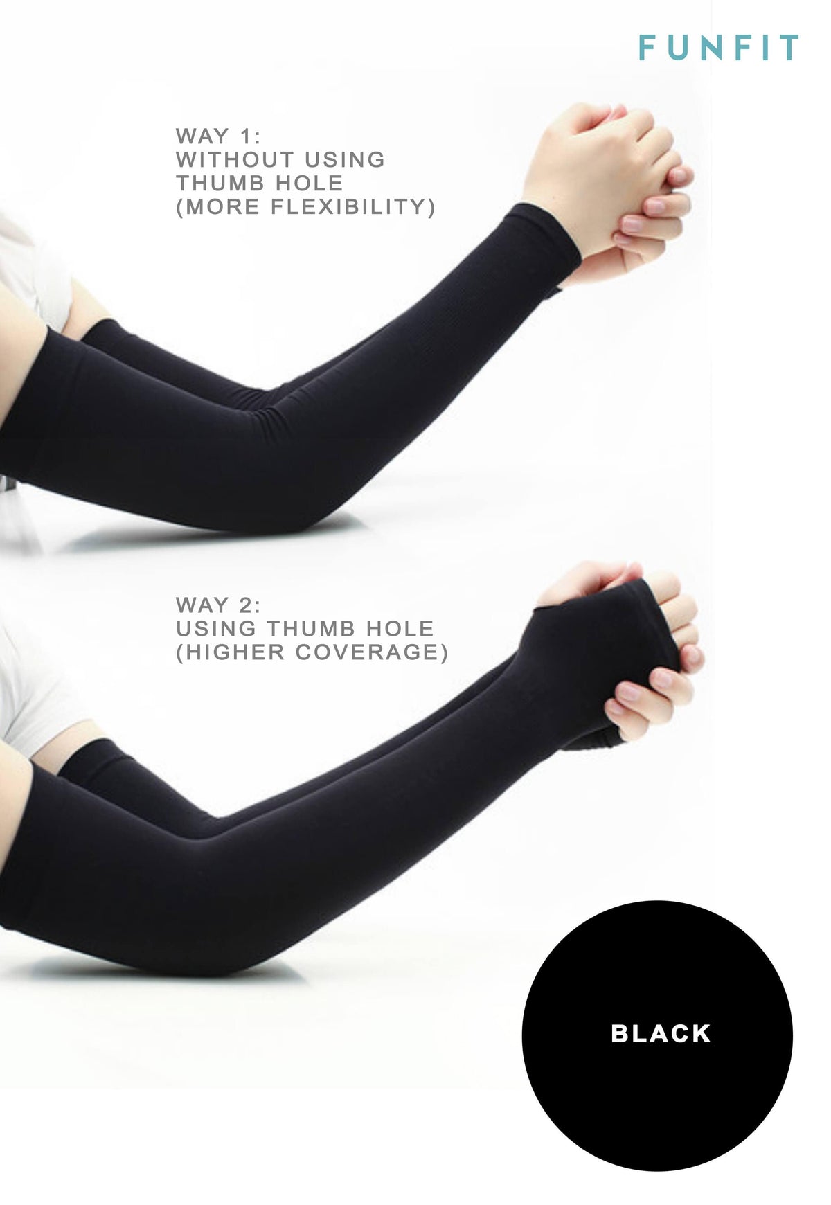 FUNFIT CoolFIT™ UV-Protective Arm Sleeves in Black