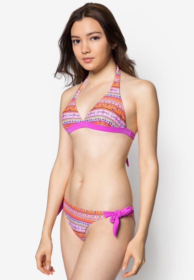 FUNFIT Halter Bikini Set in Pink Henna Print (S - L)