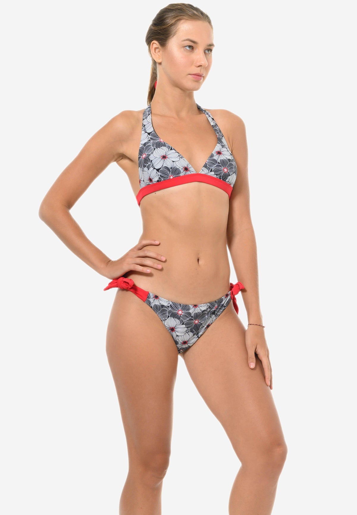 FUNFIT Bikini and Brief Set in Red Floral Print (S - L)