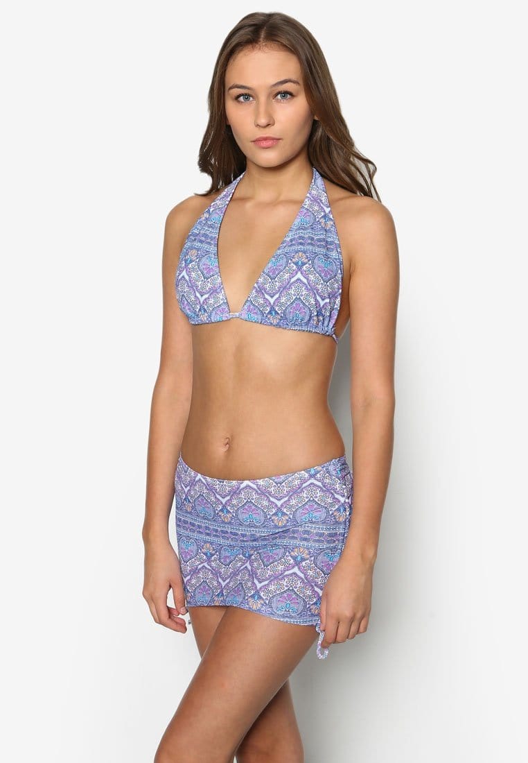 FUNFIT Swim Set: Bikini, Skirt and Inner Brief (Nyonya Blue) | S - XL