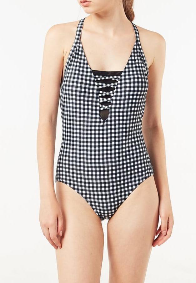 FUNFIT Front Lattice One Piece (Mini Gingham) | S - XL