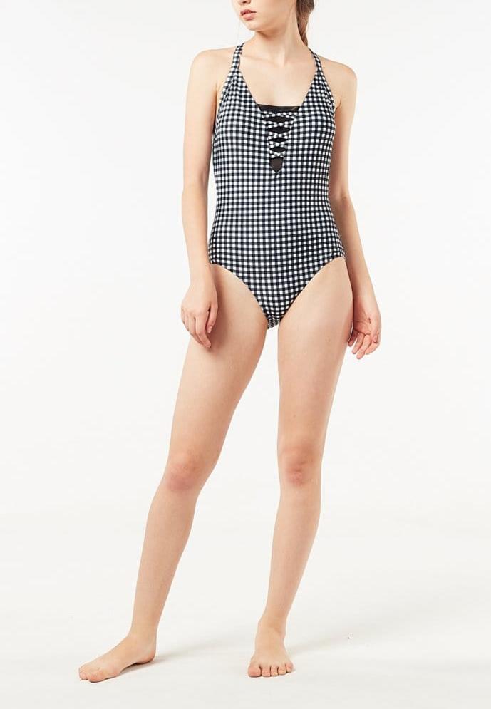FUNFIT Front Lattice One Piece (Mini Gingham) | S - XL
