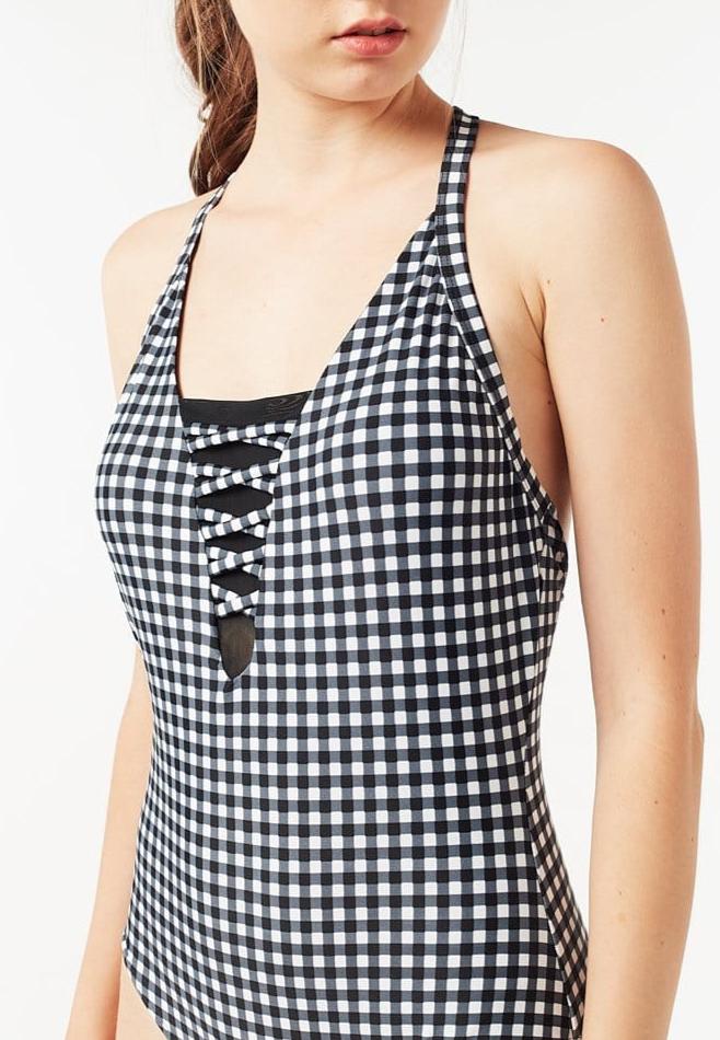 FUNFIT Front Lattice One Piece (Mini Gingham) | S - XL