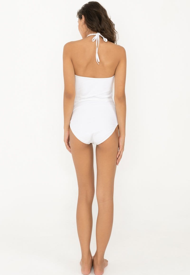 FUNFIT One Piece Mesh Halter Swimsuit (White) | XS – L