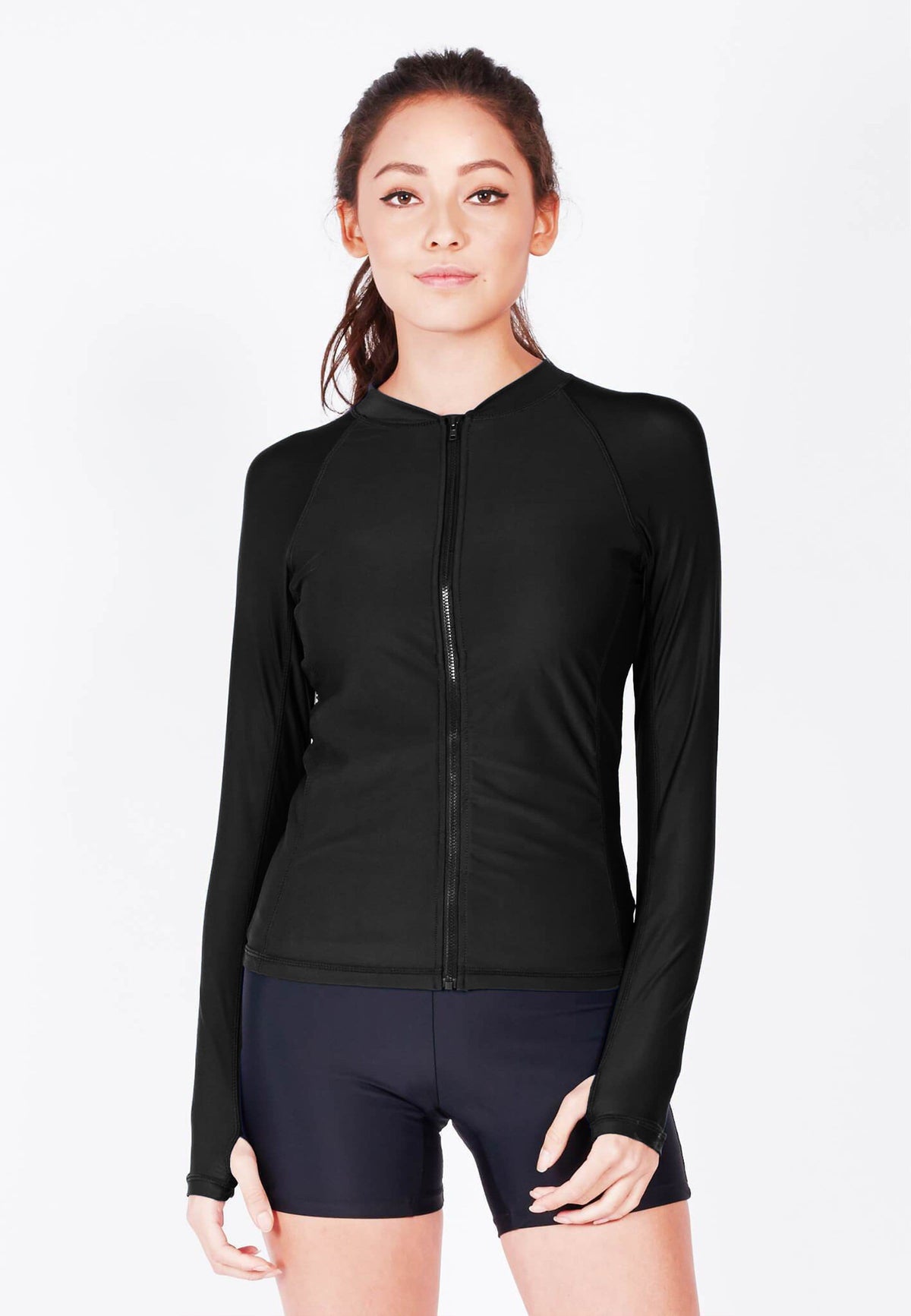 FUNFIT UPF50+ Zip Front Rashguard (Black) | XS - 5XL