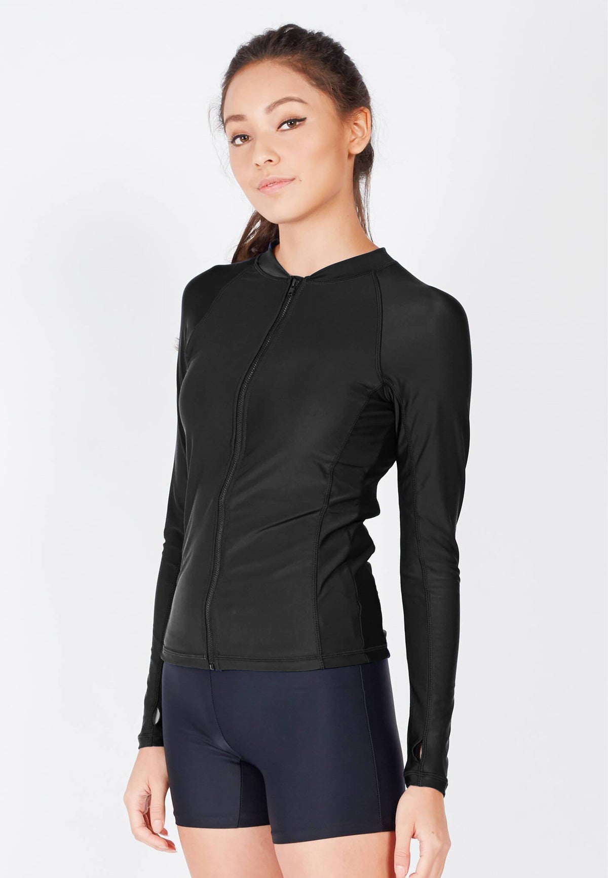 FUNFIT UPF50+ Zip Front Rashguard (Black) | XS - 5XL