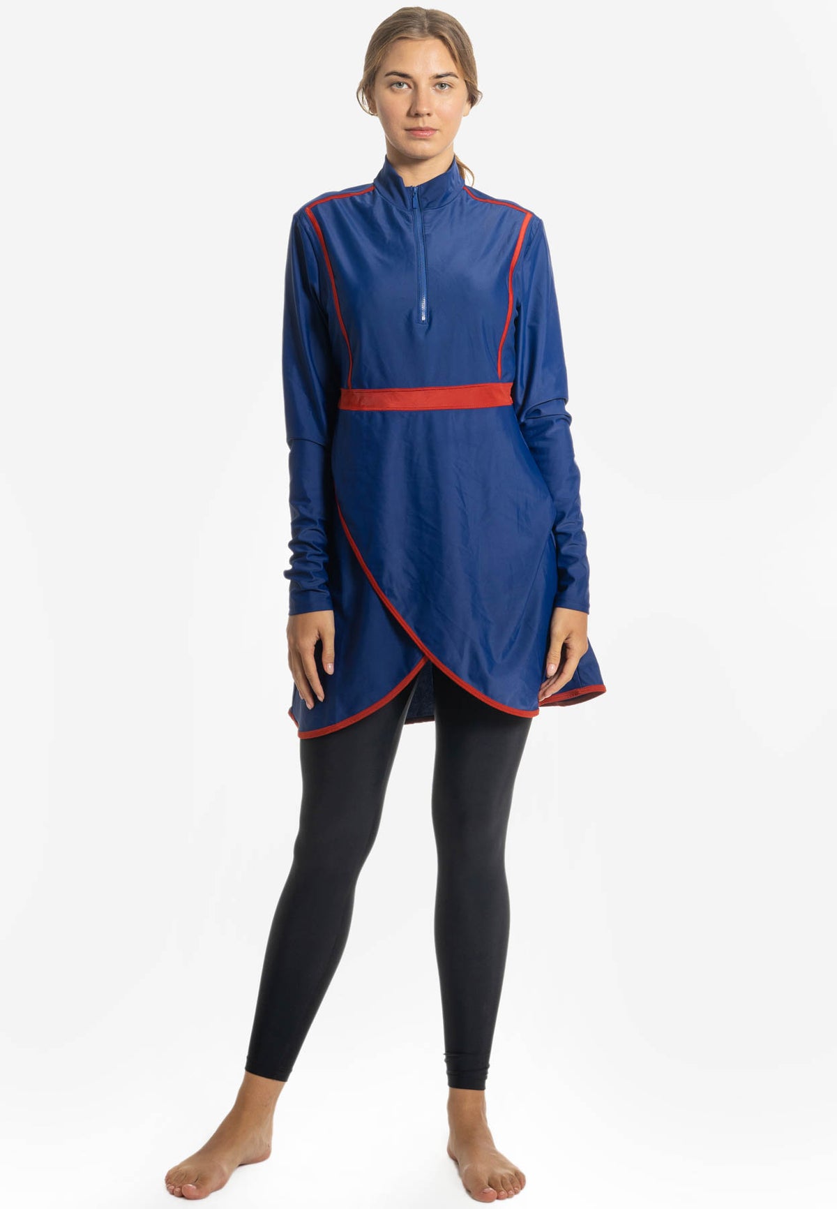Long Sleeve Burkini Swim Top (Blue-Red) (M - 2XL only)