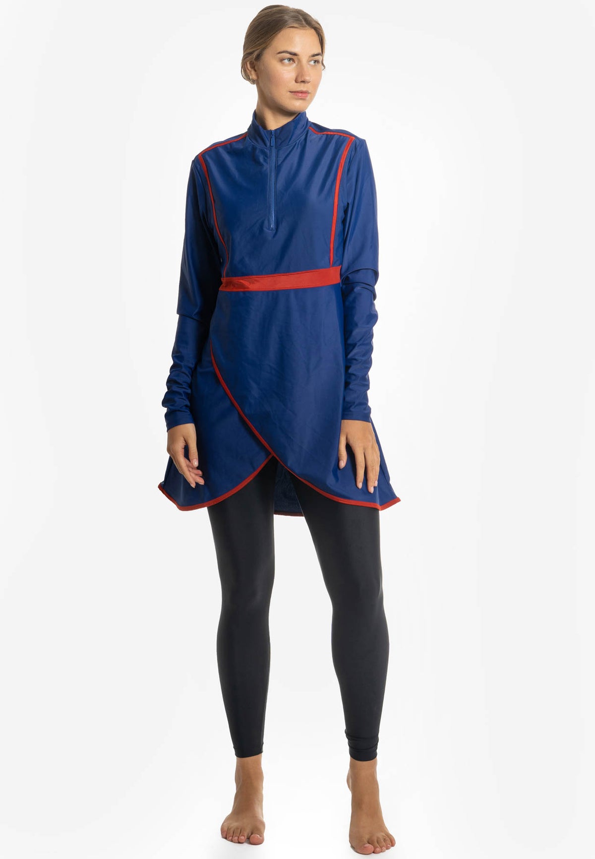 Long Sleeve Burkini Swim Top (Blue-Red) (M - 2XL only)