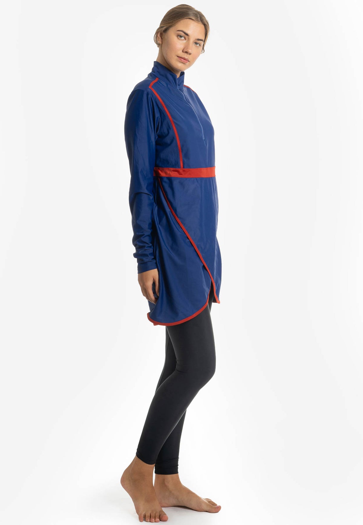 Long Sleeve Burkini Swim Top (Blue-Red) (M - 2XL only)