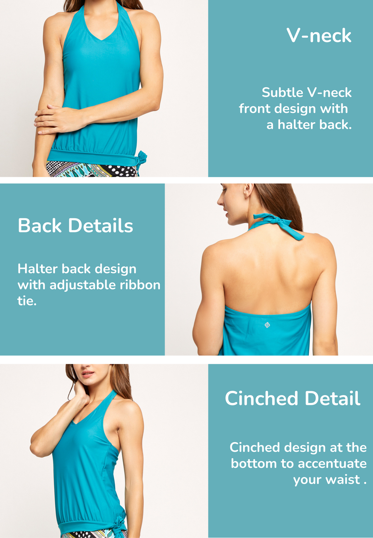 Halter Blouson Tankini Top