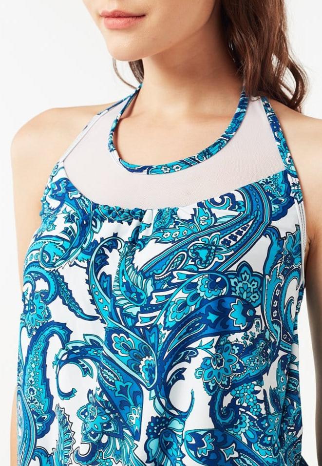 FUNFIT Mesh Halter Tankini Top (Paisley) | S - 2XL