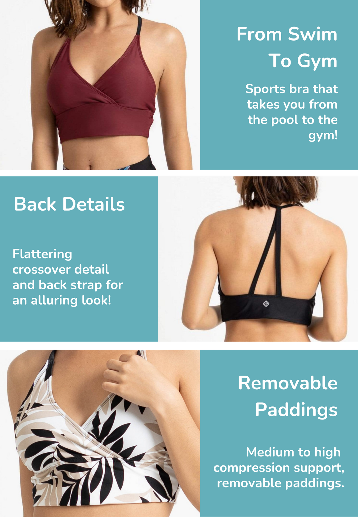 Essential Crossover Crop Top (Variety) (Athleiswim™) | Sizes L &amp; XL Only